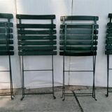 Set of 4 folding garden bistro chairs in wood and iron