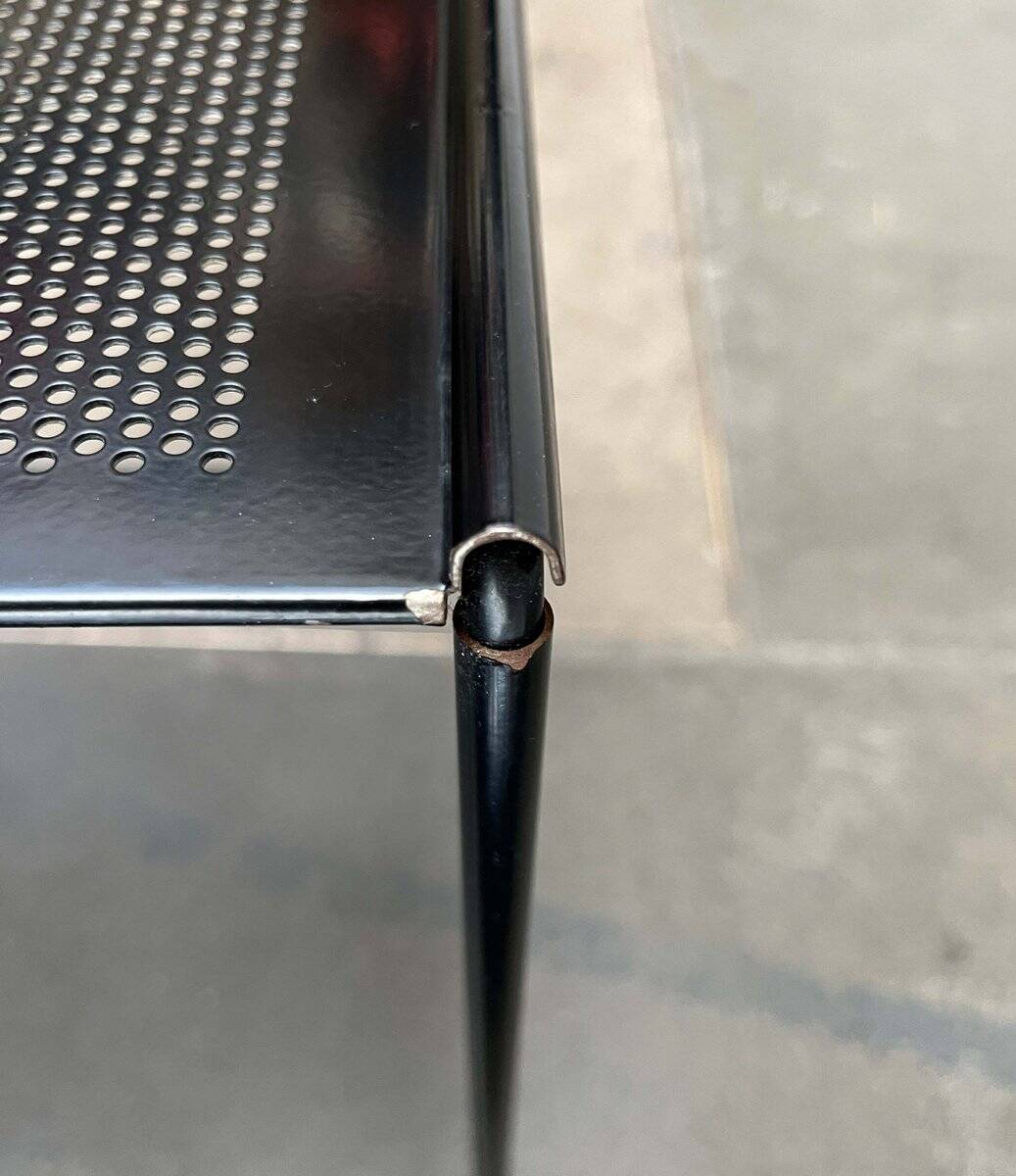 Postmodern perforated metal nesting side table from Ikea, 1980s.