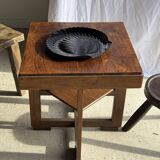 Pair of vintage black glass shell dishes D32 and D26