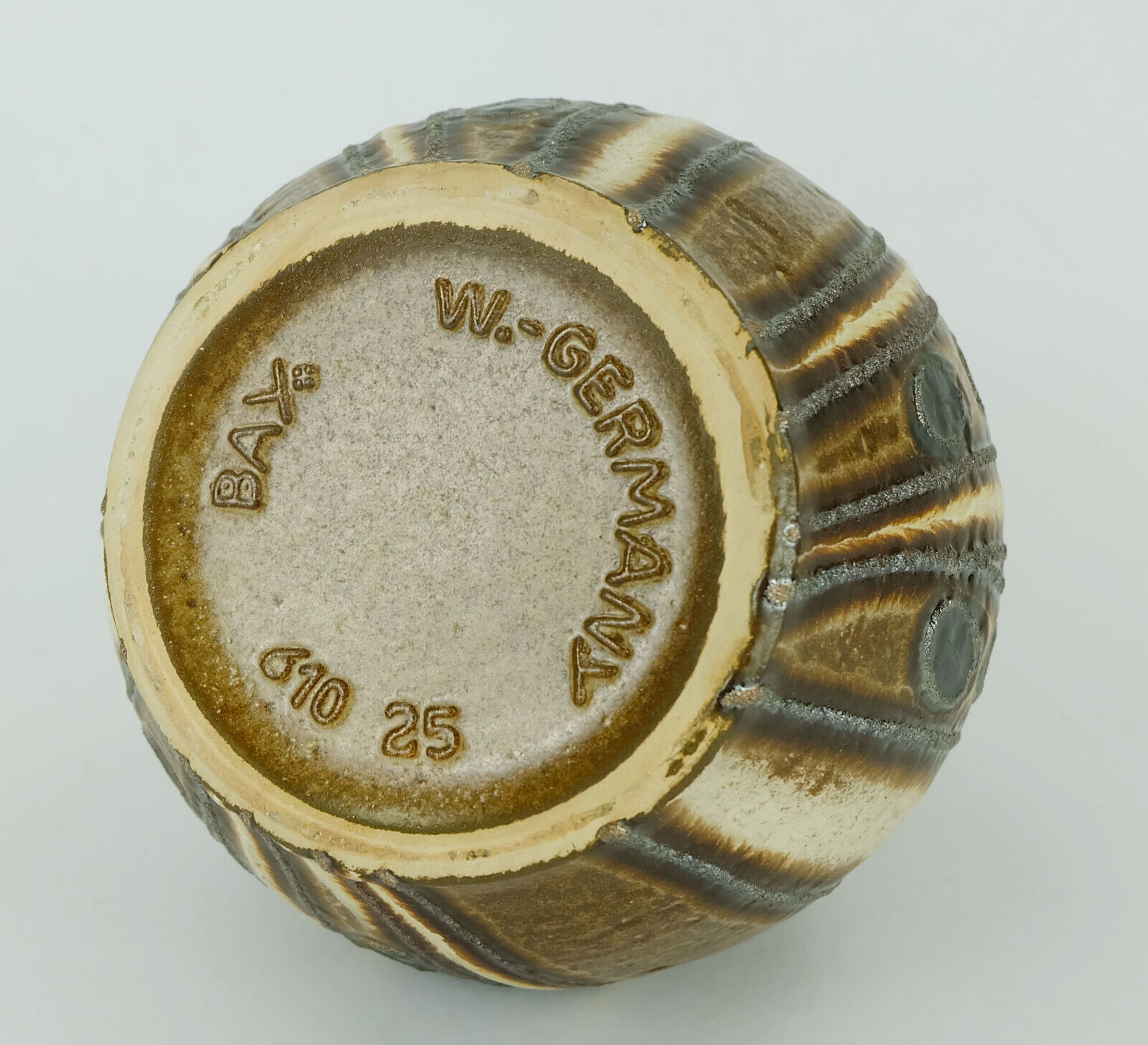 Vase mid century bay keramik model fat lava circle and wave pattern 1970s