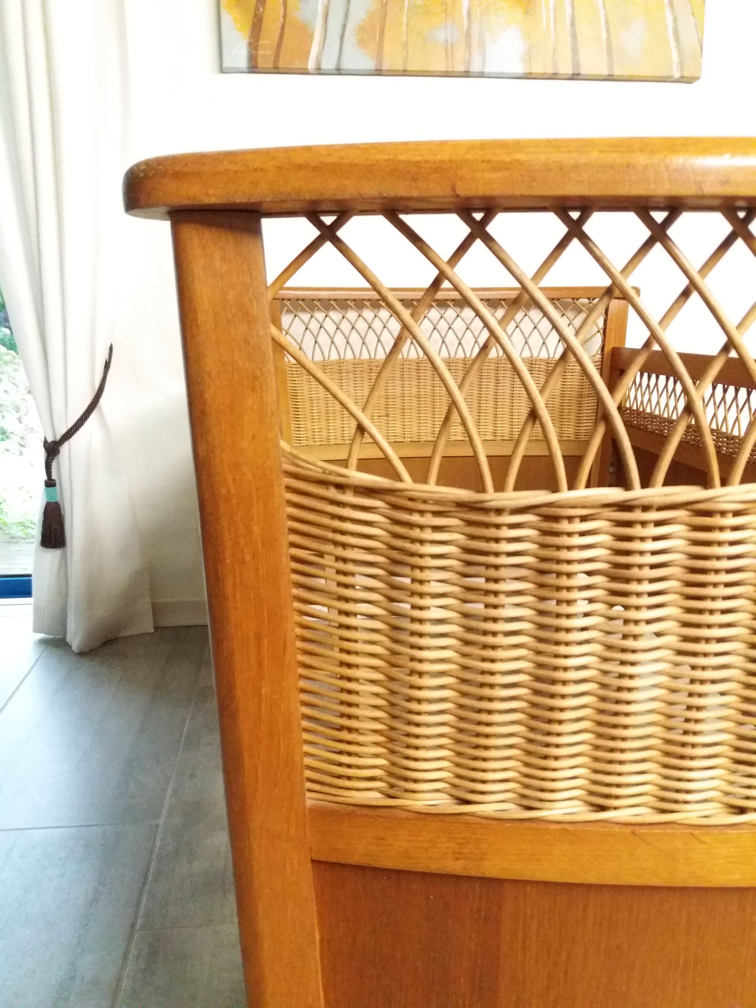 Children's bed gilded wood and rattan 60s