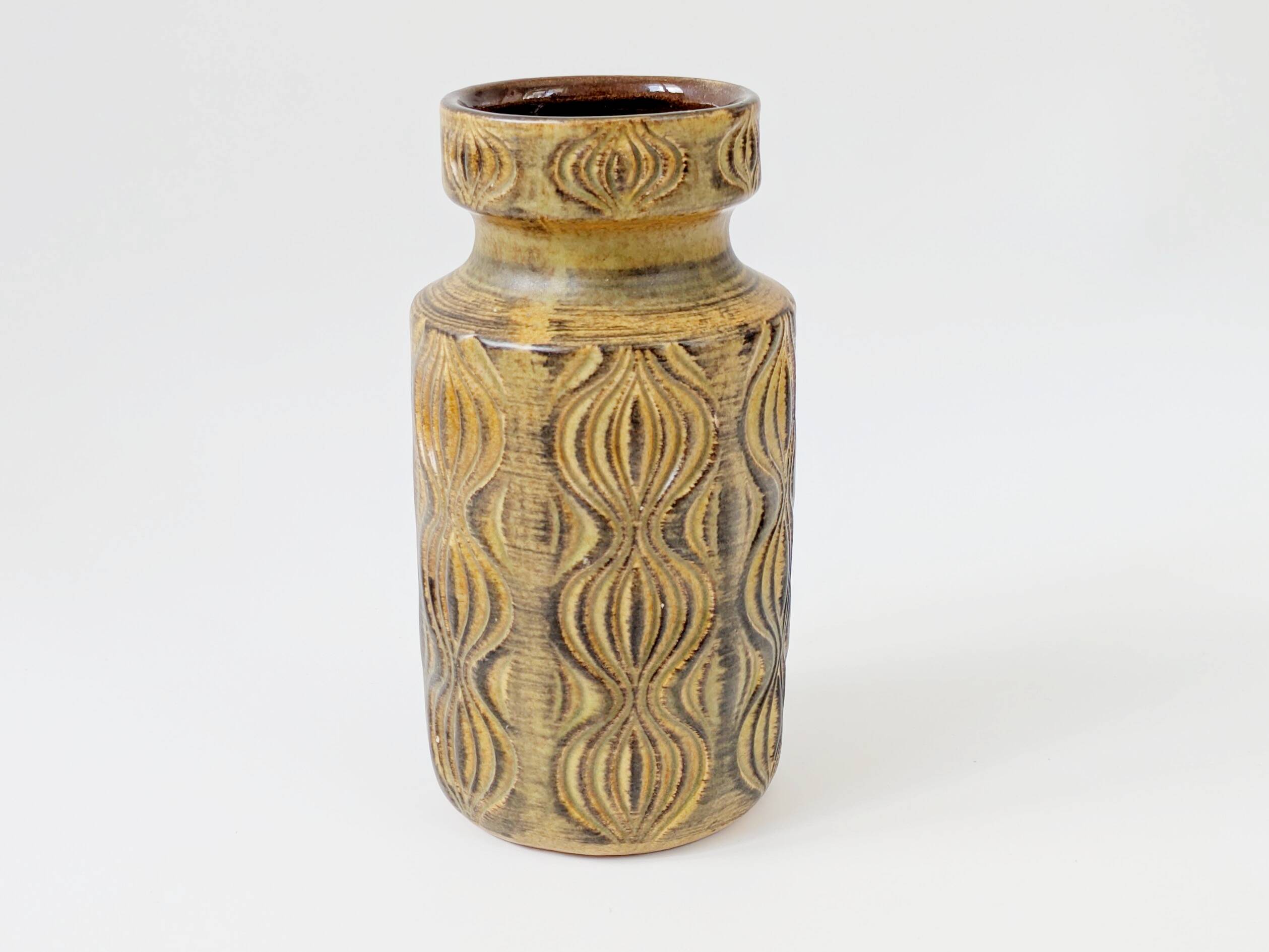 Vintage Scheurich vase from the 60s, yellow and brown Amsterdam decor