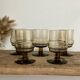 5 vintage glasses in smoked glass