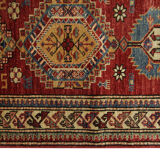 Afghan kazak runner rug long handwoven red wool rug-68x200cm