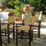 Série de 4 chaises Paillées 1970