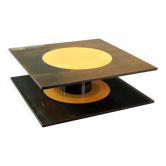 Table basse vintage en bois plaqué, design Italie années 1980