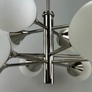 12-flame Sputnik chandelier from the 1960s and 1970s, Kaiser Leuchten, opal glass design