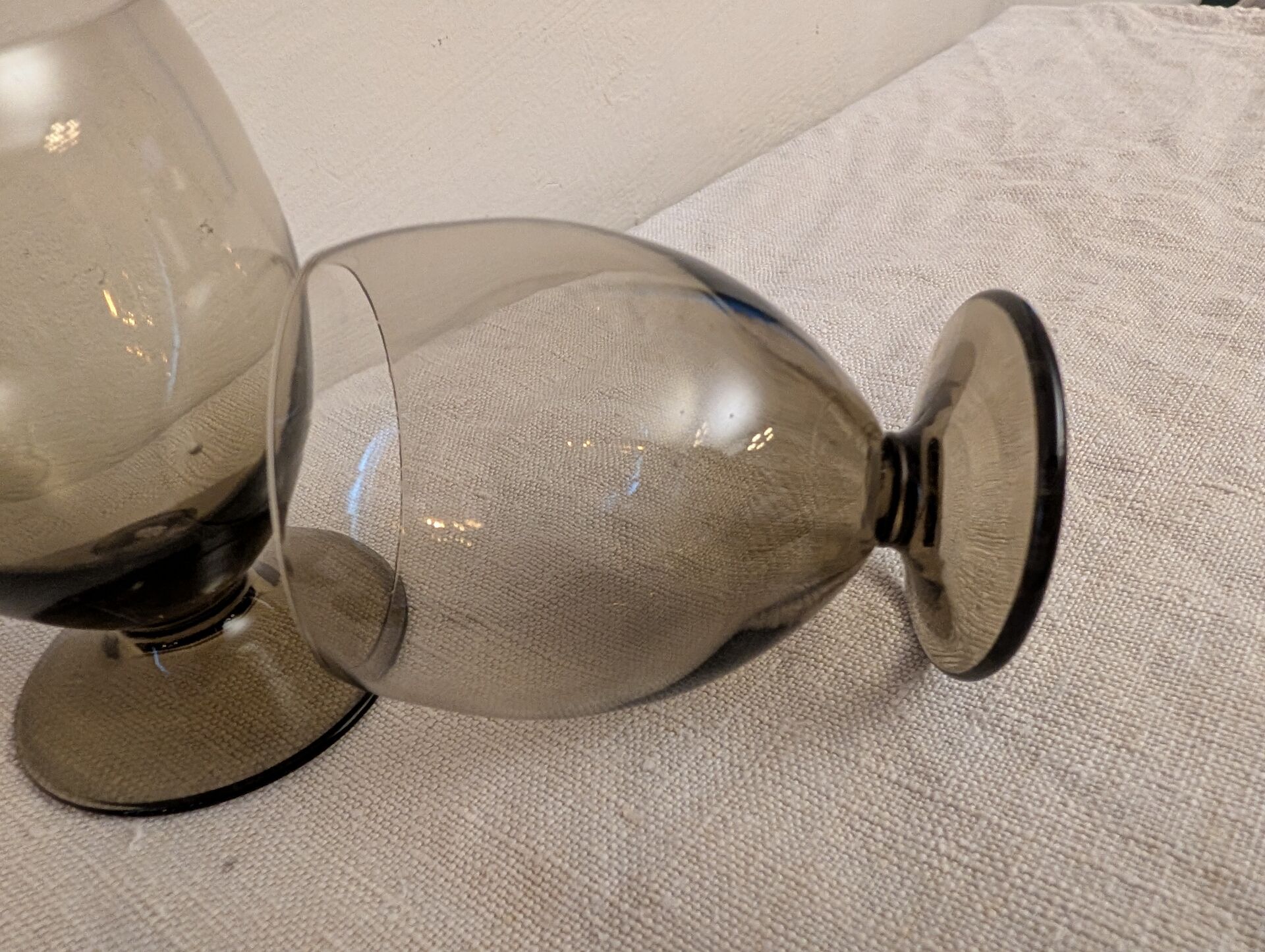 5 smoked glasses on a stem, 1970s