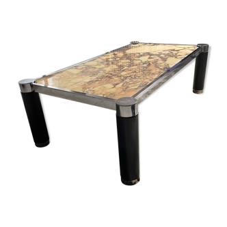 Coffee table 70s marble and metal