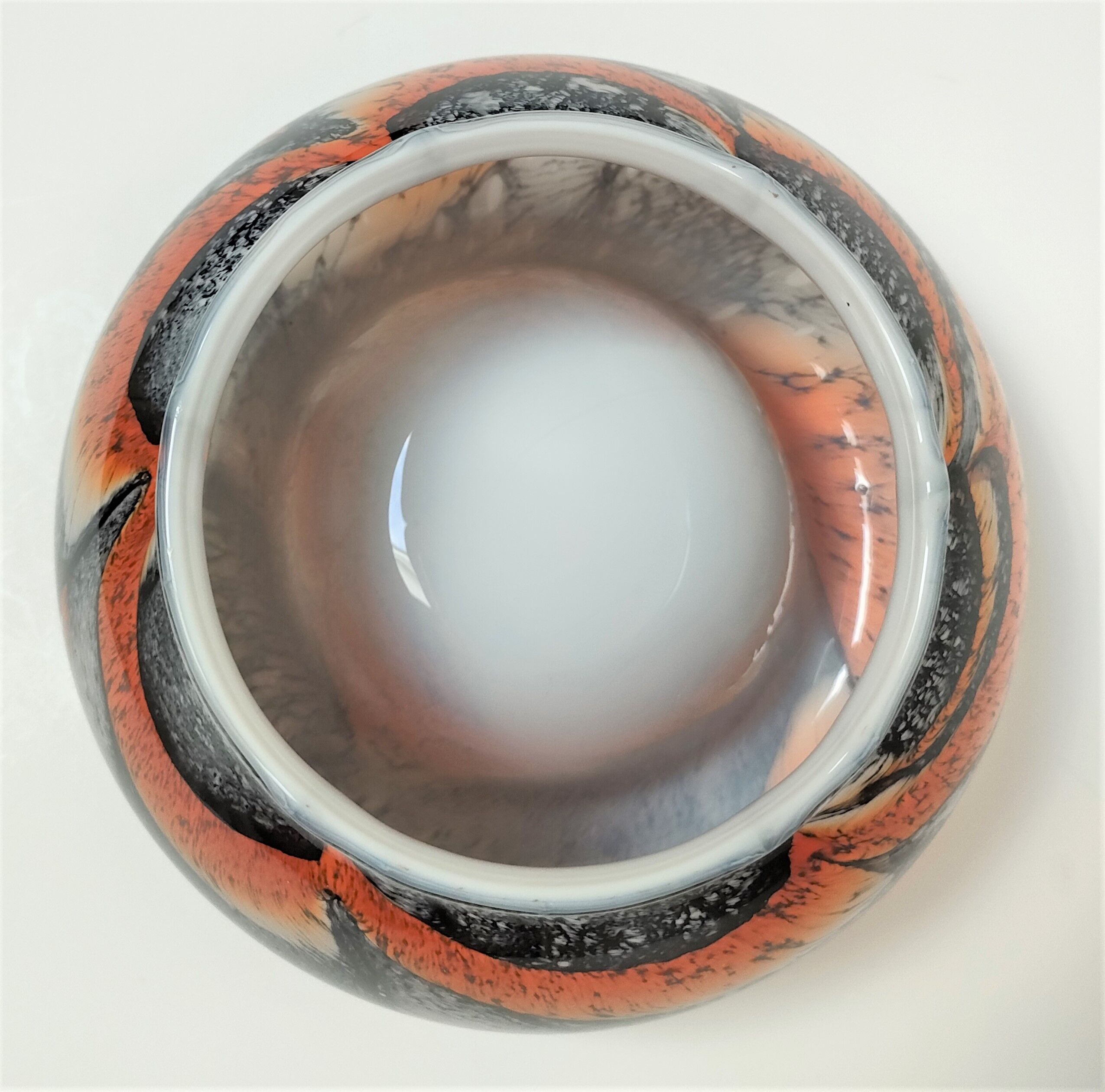 Empty pocket Carlo Moretti opaline glass orange and black design