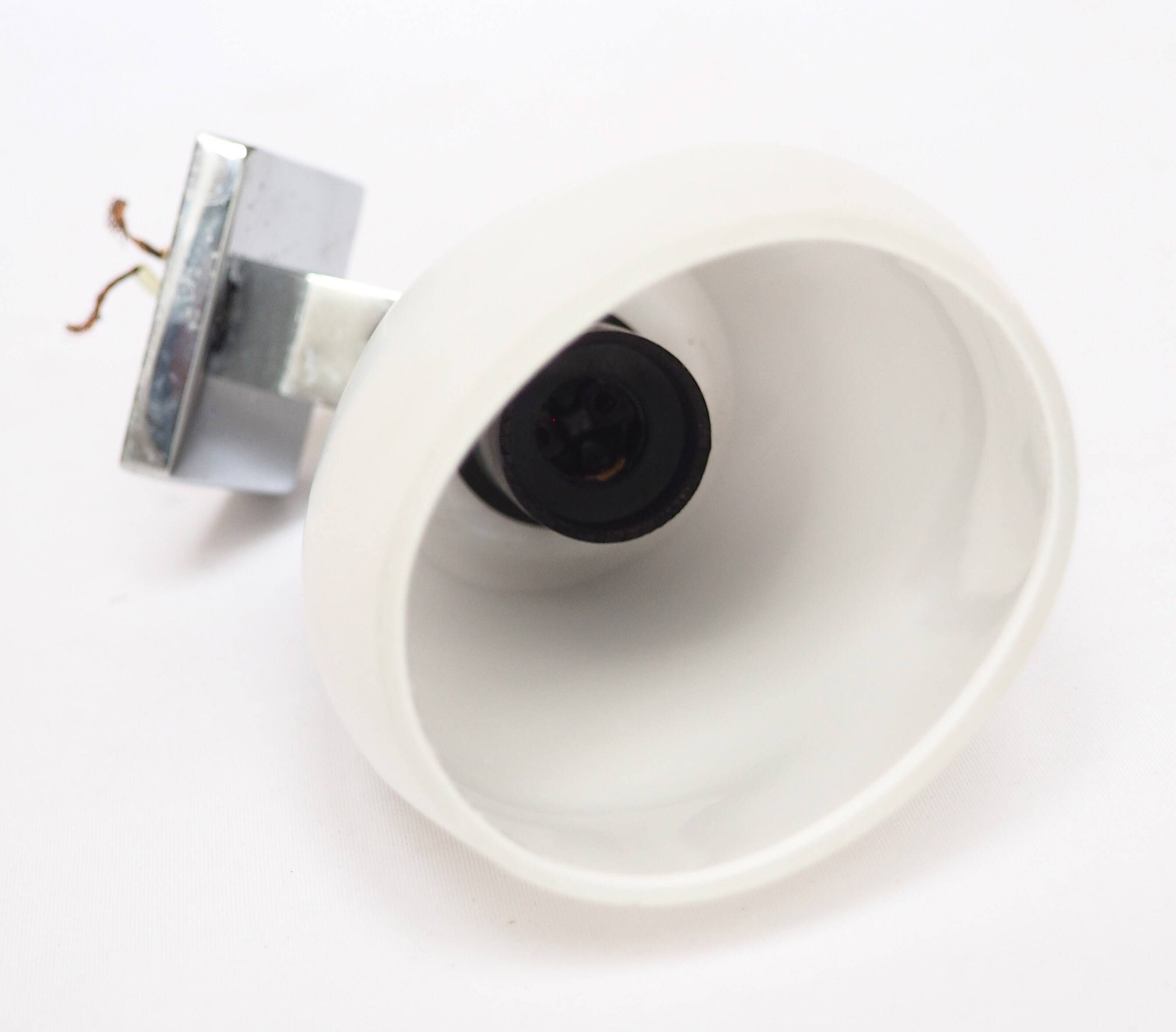 Italian chrome and opaline wall light 1970