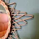 French rattan mirror, 1960s, vintage