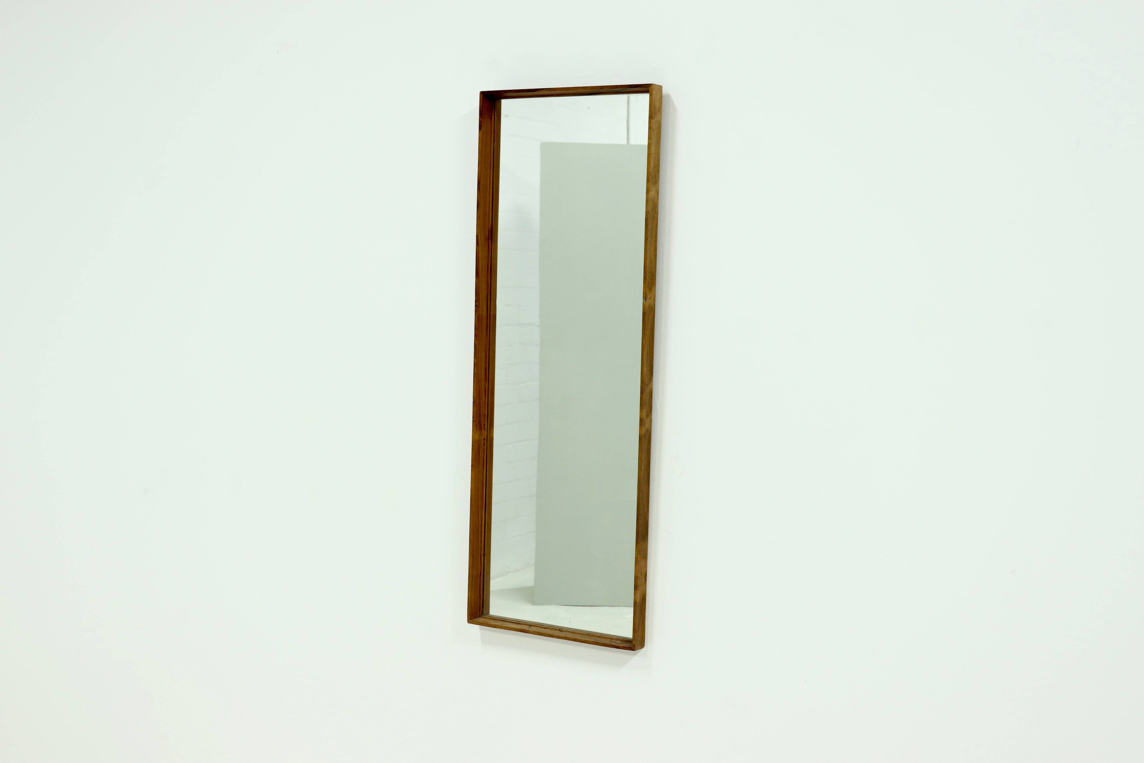 Large Scandinavian Rectangular Rosewood Mirror 1960s