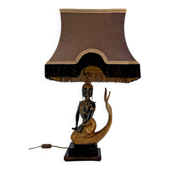 Lampe Sculpturale en Bronze à double patine verte et dorée, Suvannamaccha