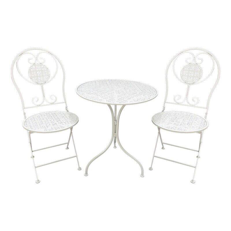 folding garden furniture in white patinated iron