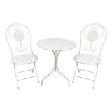 folding garden furniture in white patinated iron