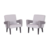 Restored Pair of Beech Midcentury Armchairs, New Upholstery, Czechia, 1950s
