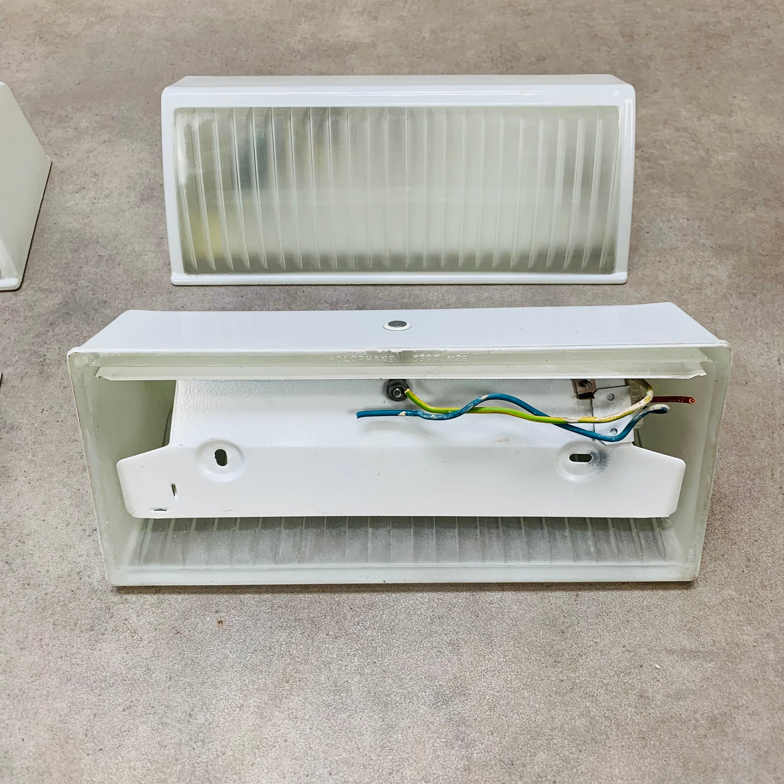 Pair of Holophane Prismopal wall lights, 50s design