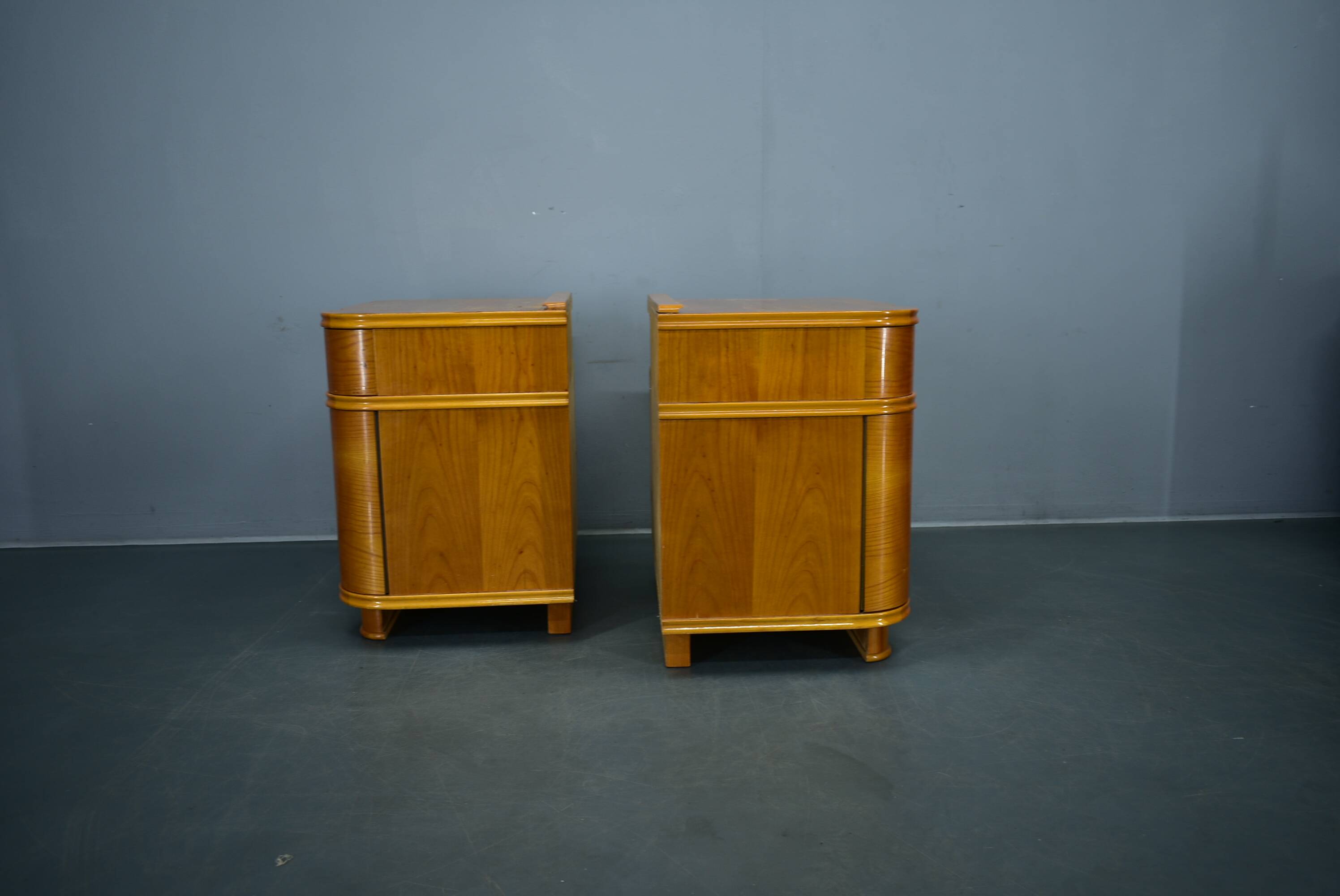 1939s pair of Art Deco bedside tables, Czechoslovakia