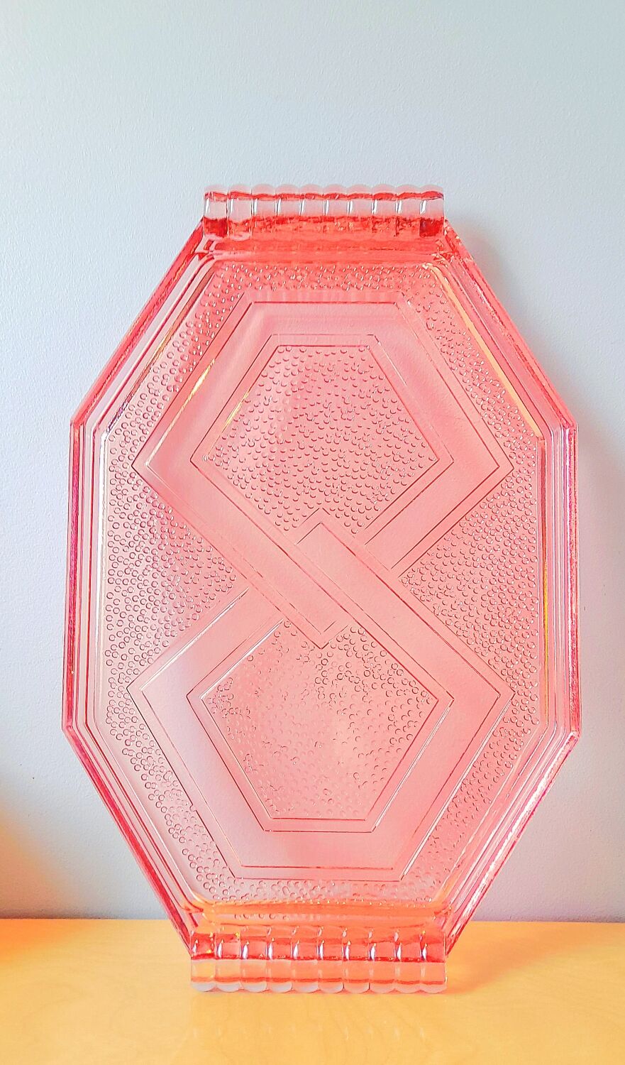 Art Deco pink glass top