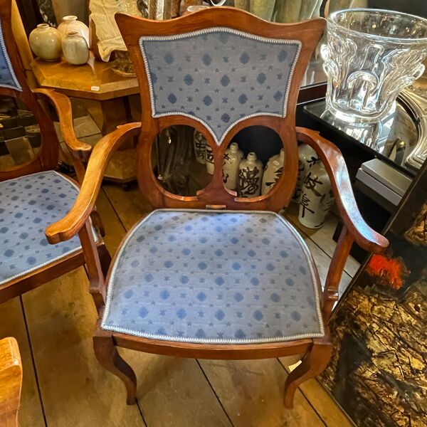 Salon Art Nouveau complet, 1 canapé + 2 fauteuils + 2 chaises, ca 1900
