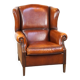 Beautiful and Comfortable Sheepskin Wingback Armchair with a Wonderful Patina