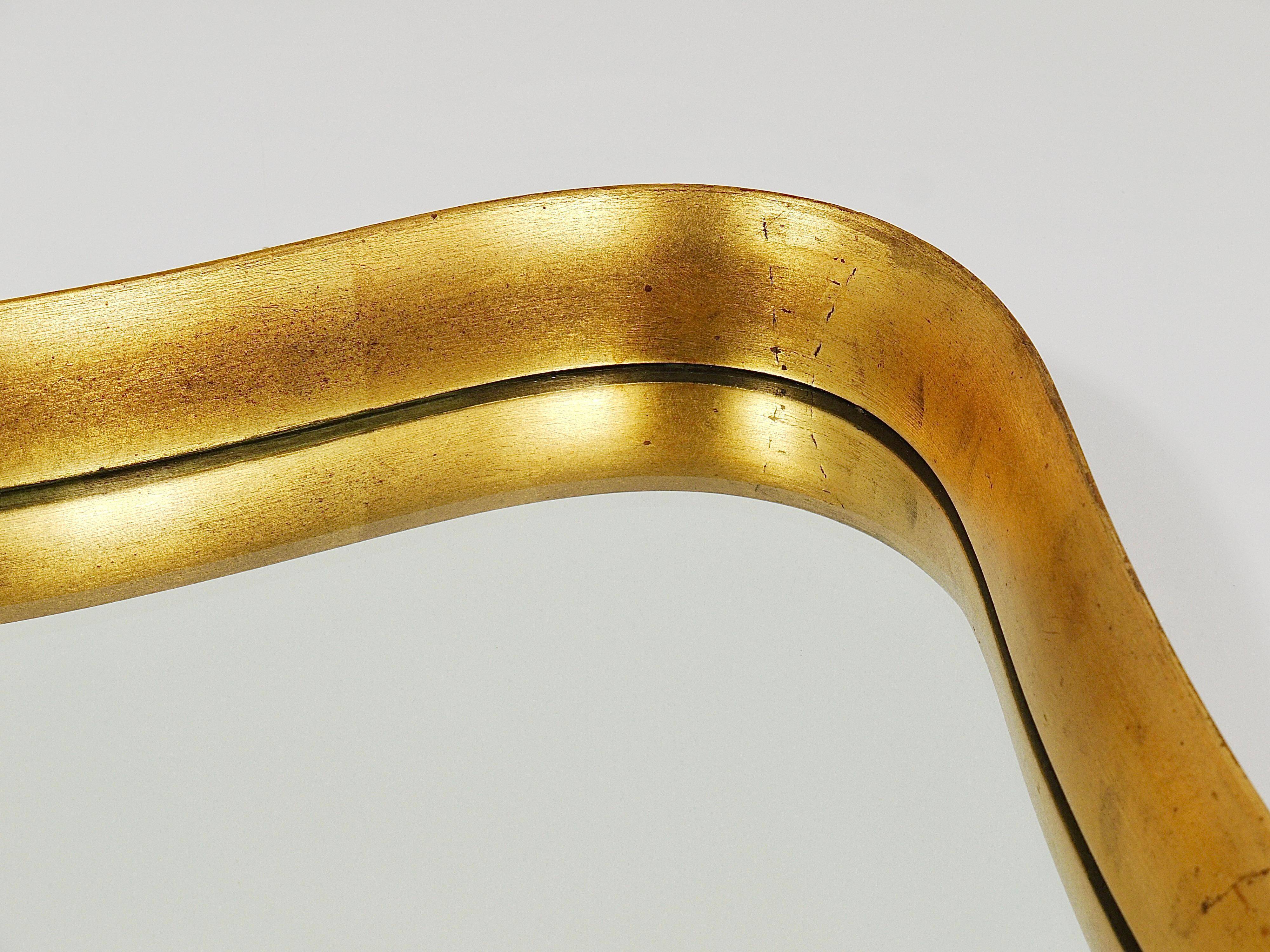 Golden wooden mirror in the style of Gio Ponti by Max Welz, Vienna, Austria, 1940s.