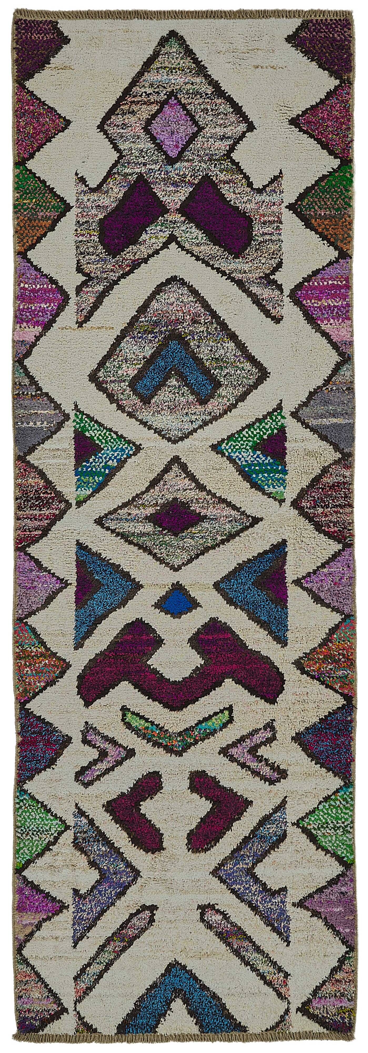Handwoven Turkish Recycled Boho Rug 92 cm x 293 cm