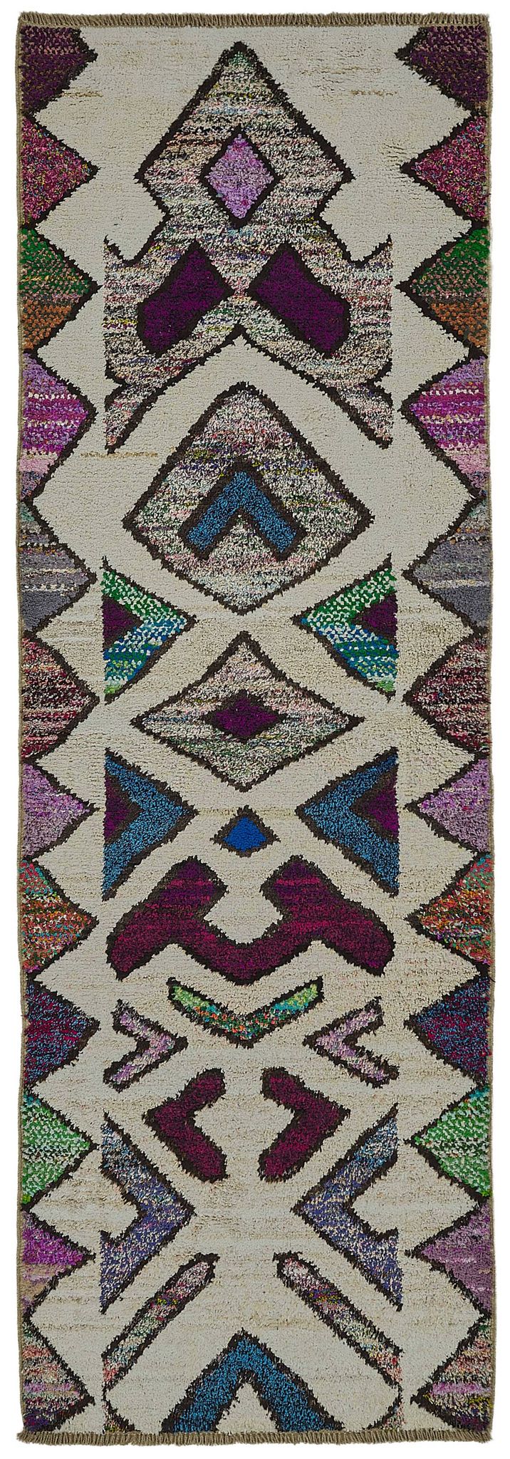 Handwoven Turkish Recycled Boho Rug 92 cm x 293 cm