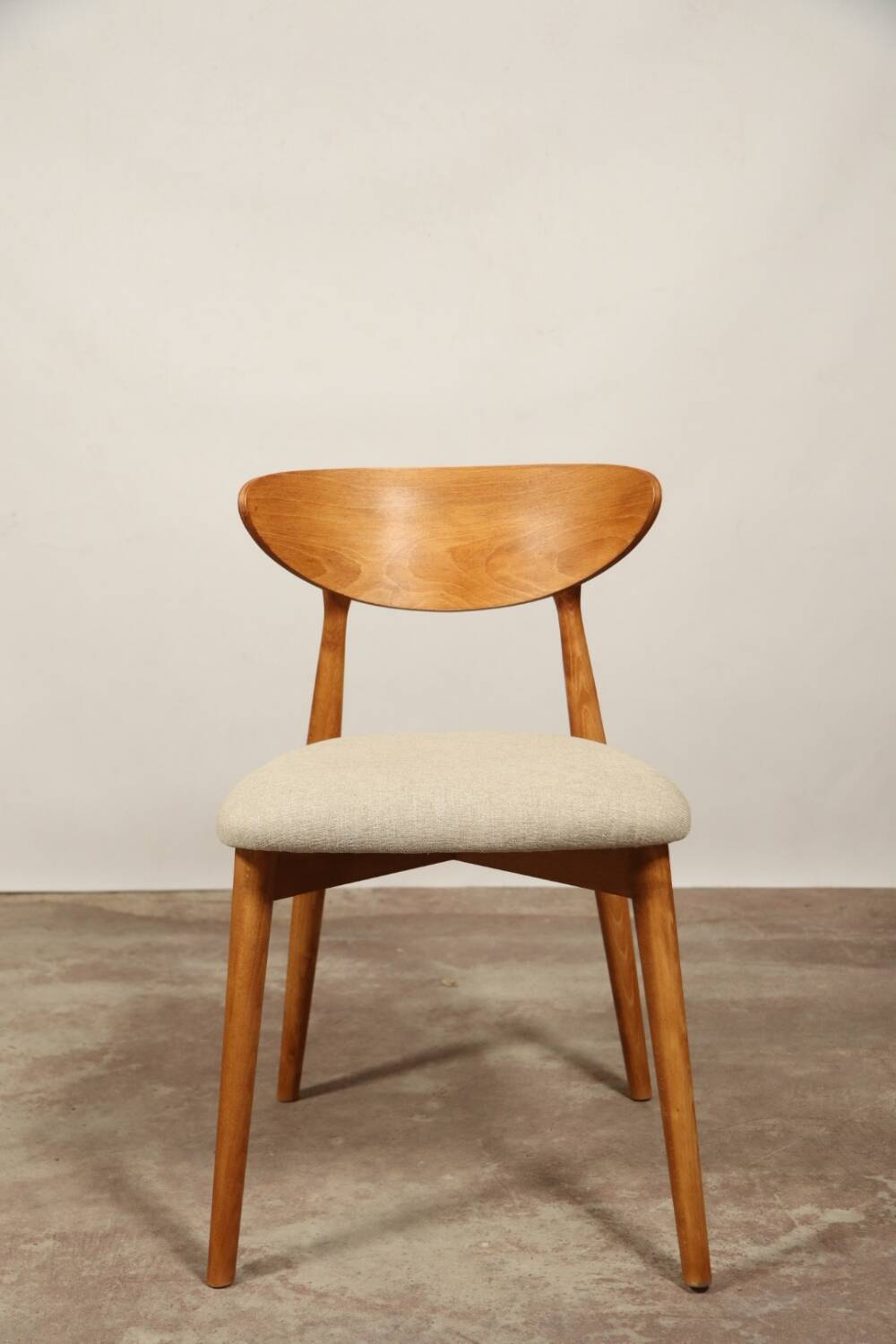 Modern chair Scandinavian design light wood natural Lin fabric mid century modern design