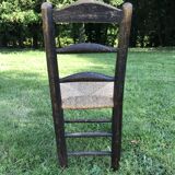 Pair of oak and straw chairs, 19th century period.