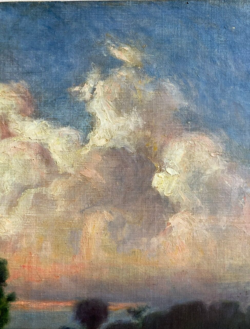 Tableau ancien paysage champêtre signé blain début xx siècle