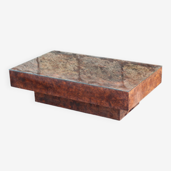 Table basse Loupe d'orme vintage 70