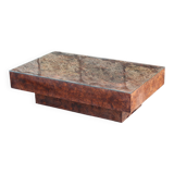 Table basse Loupe d'orme vintage 70