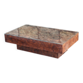 Table basse Loupe d'orme vintage 70