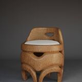Organic Sculptural hand-crafted palm wood Side Chair, 1970s