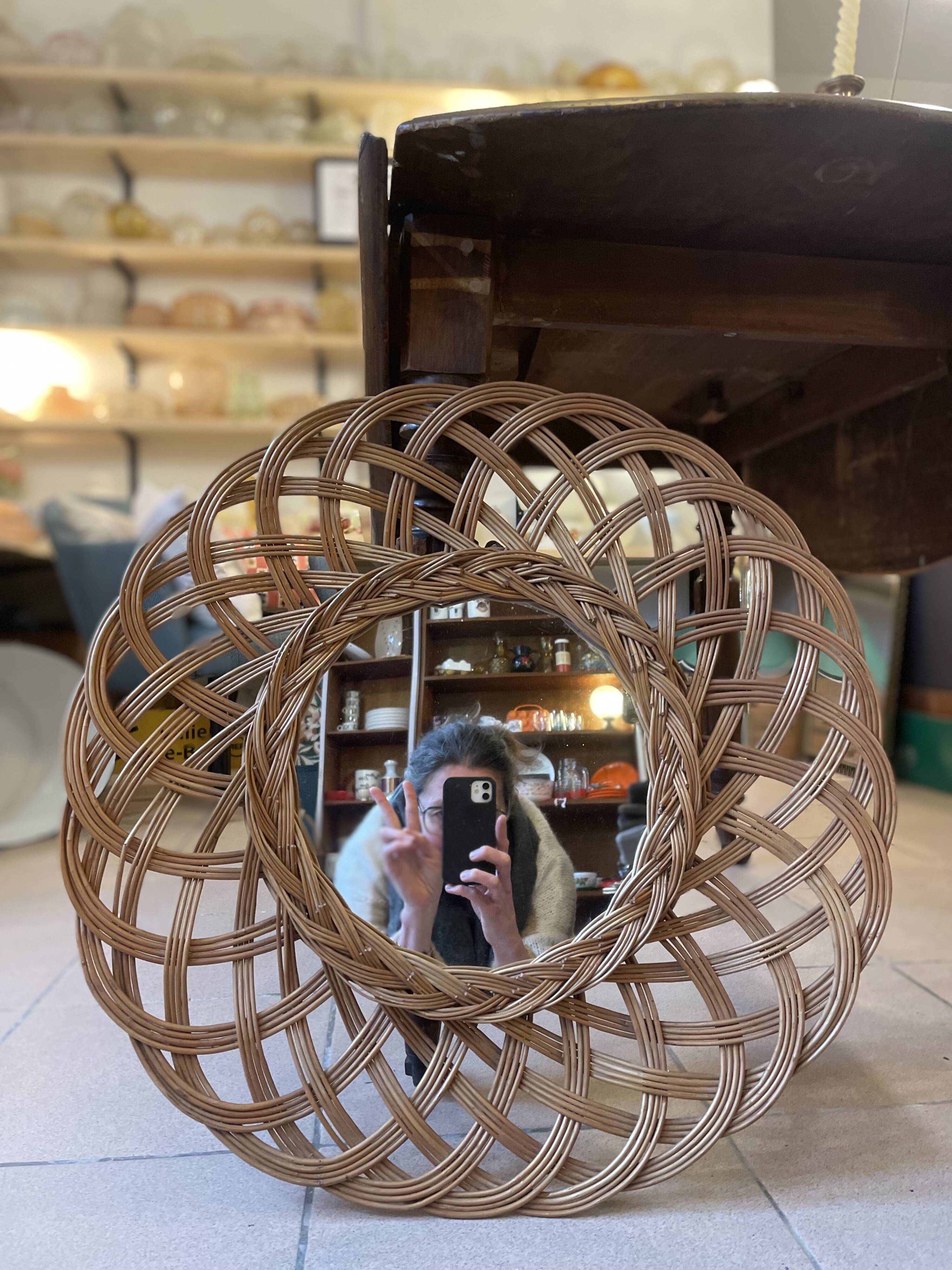 Rattan sun mirror