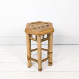 Table d'appoint vintage Tabouret de fleur Banc de fleur Mid Century Bambou Table de nuit Tabouret de