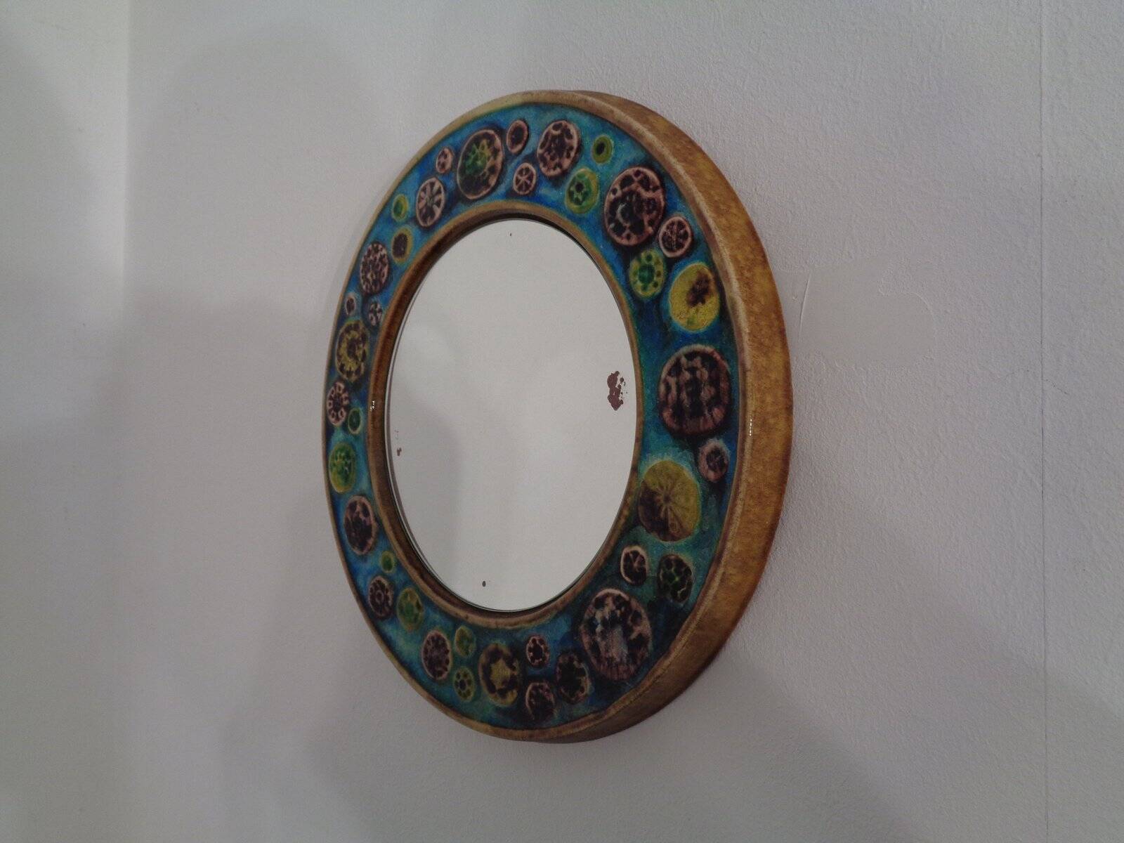 French ceramic mirror, 1960s
