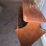Newspaper holder vintage magazine year 60 mahogany brass