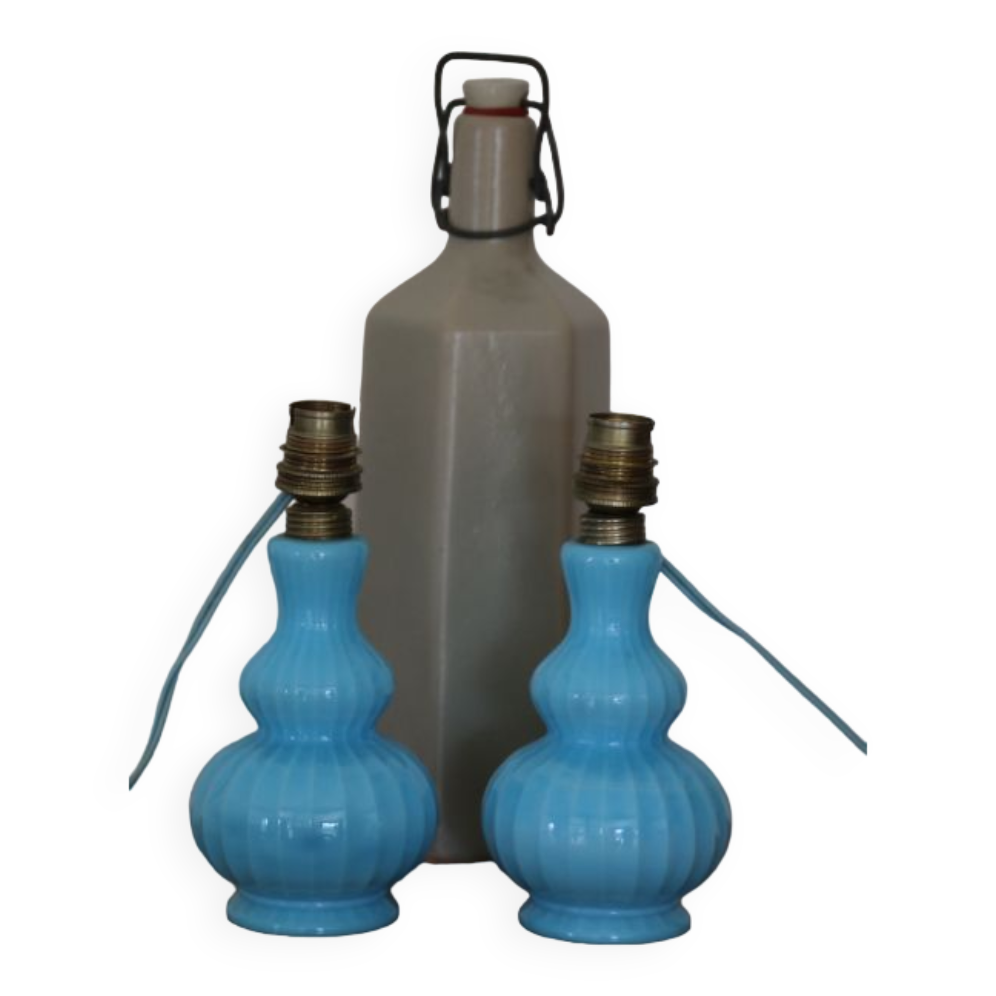 Pair of feet of lamps opaline Chattard