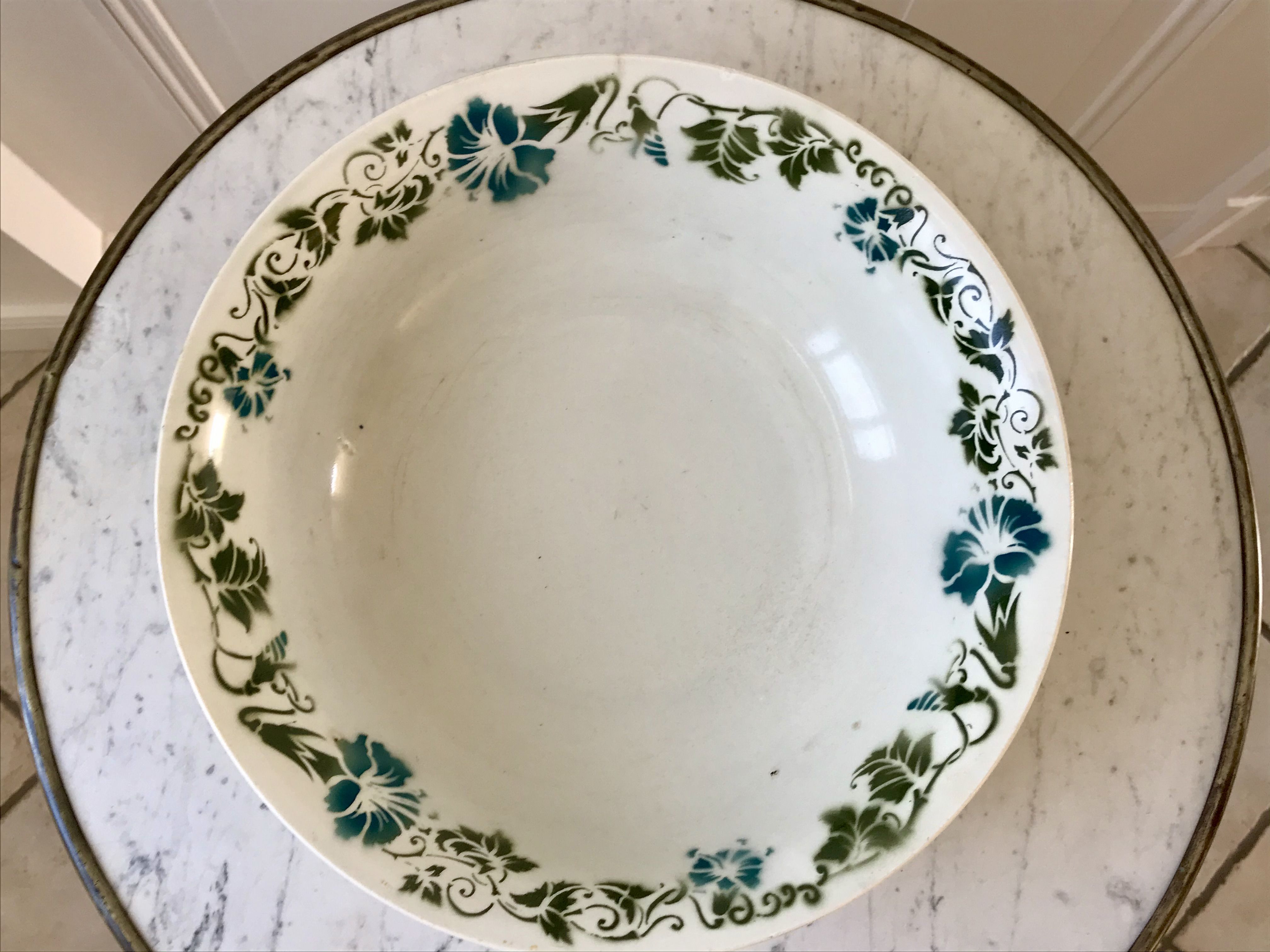 salad bowl Terre de Fer Céranord model "Clairefontaine" green 30s