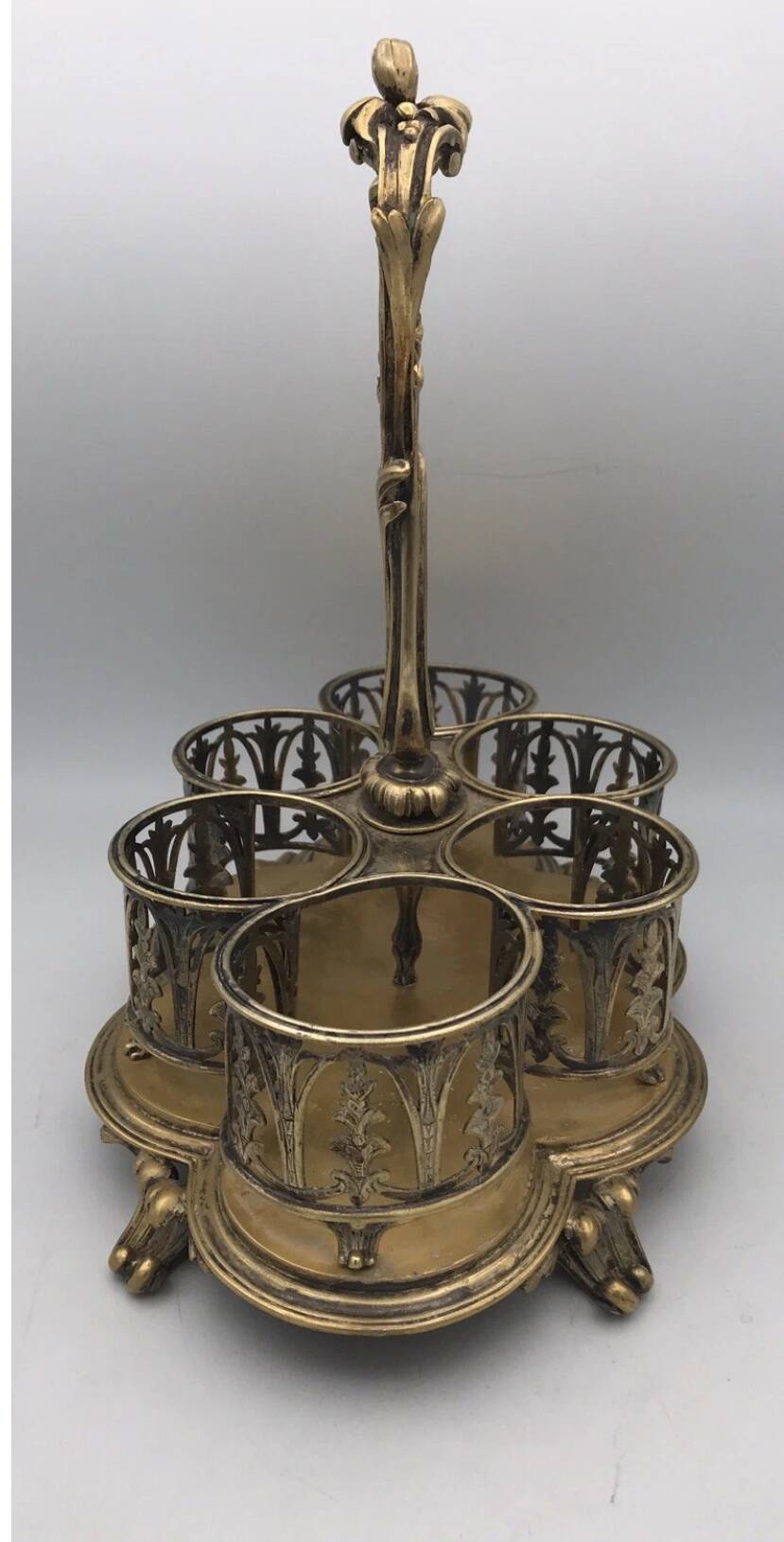 Serviteur plateau pour verre en métal doré, orfèvrerie christofle xixème