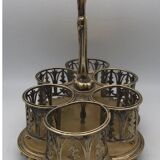 Serviteur plateau pour verre en métal doré, orfèvrerie christofle xixème