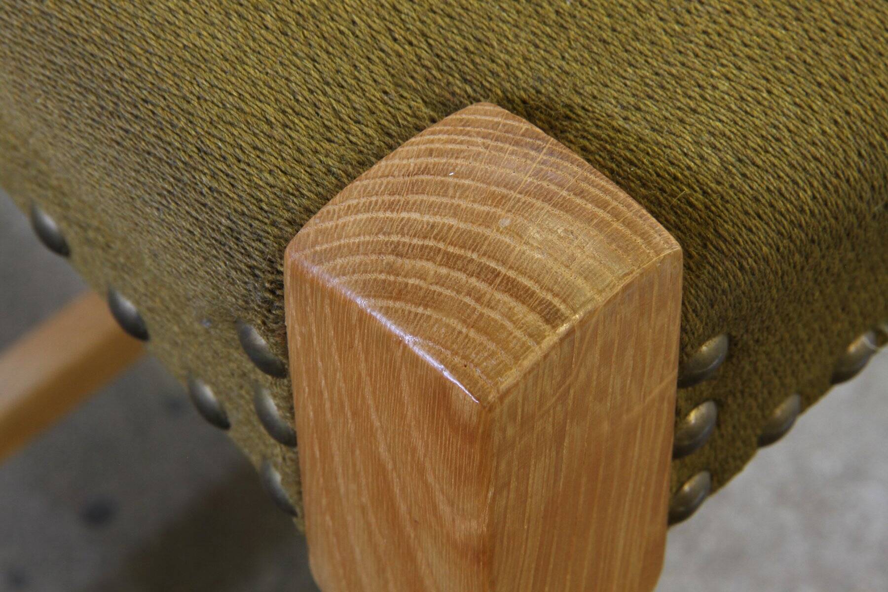 Danish modern brutalist oak dining chairs by Henning Kjærnulf, 1960s, set of 6