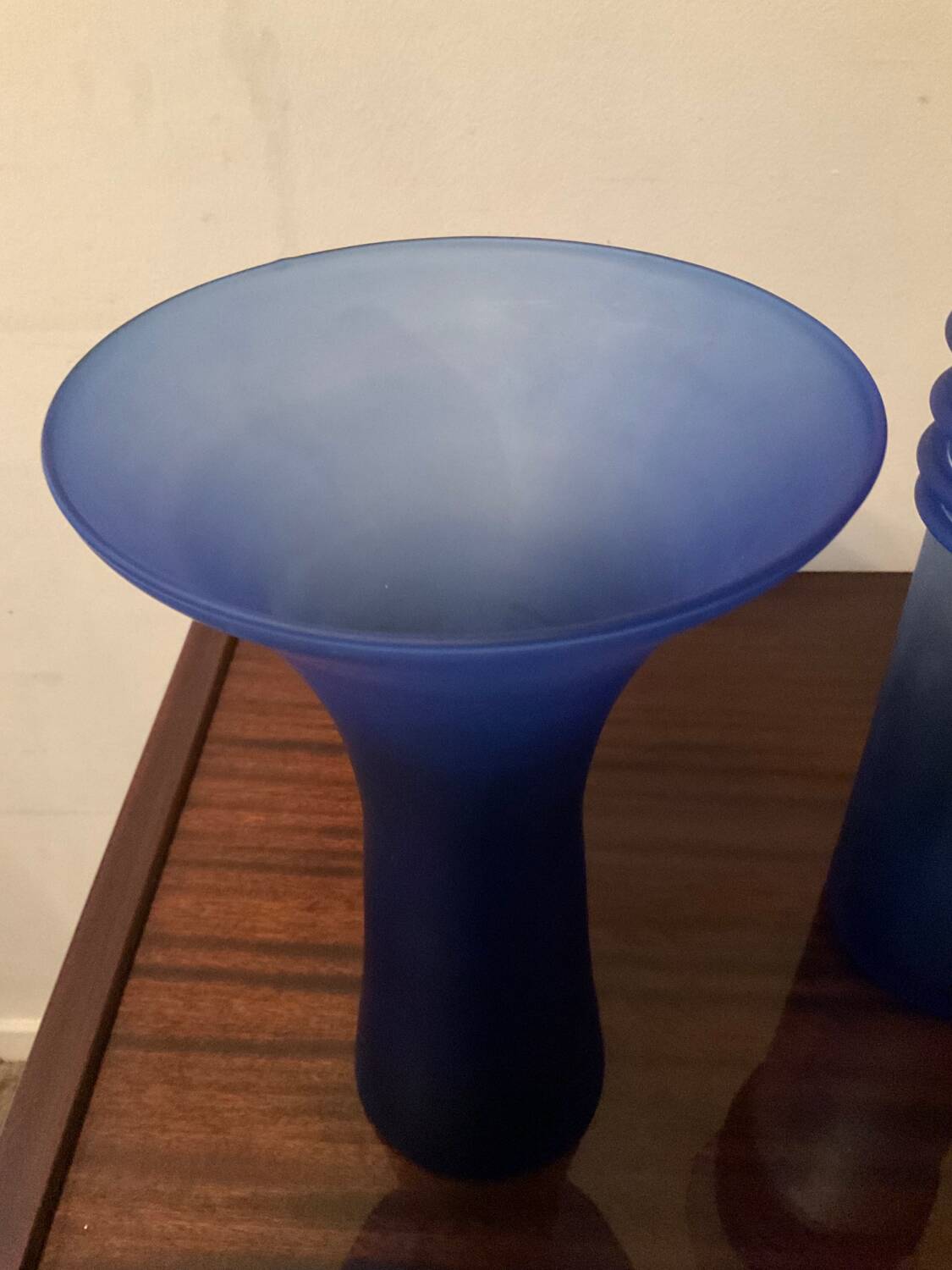 Trio of vintage glass paste vases from the 70s