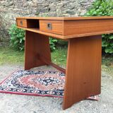 Vintage teak marine desk with 2 drawers.