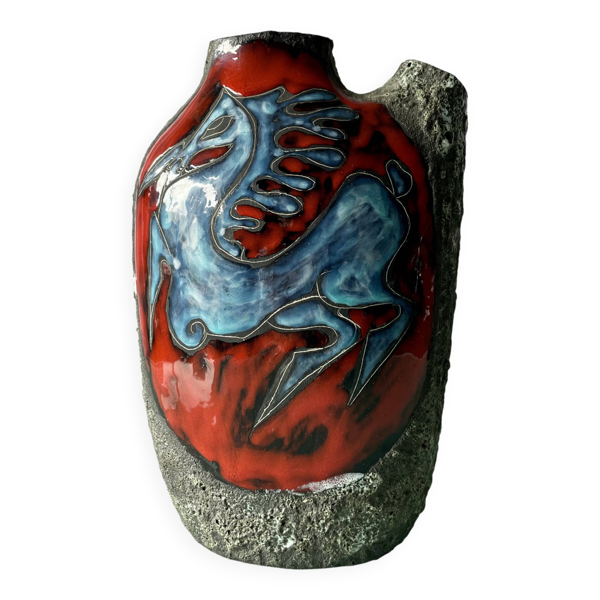 Mid Century Fat Lava 'Pugi' Vase