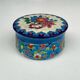 Enamelled faience jewellery box Longwy floral decoration