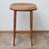 Set of 3 oak mid-century french bar stools Guillerme et Chambron